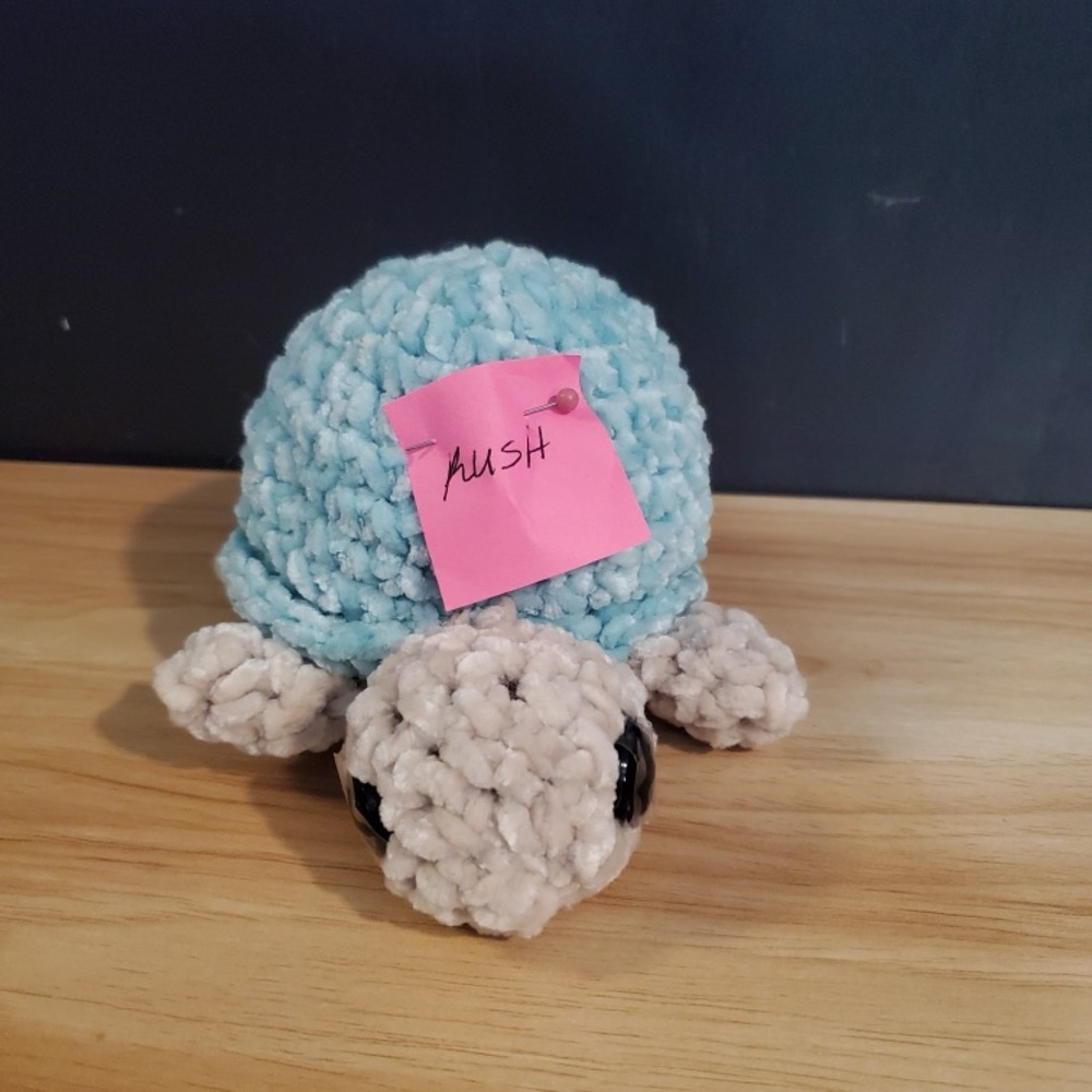 Crocheted Blue and Cream Turtle Plush